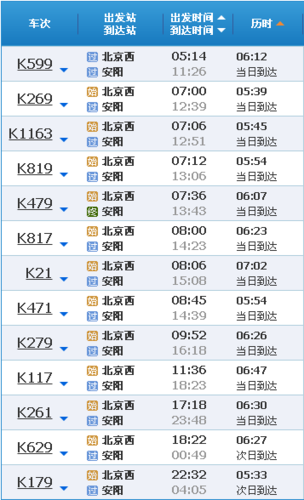 安阳到北京火车时刻表_安阳到北京高铁票价