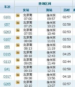 北京到徐州高铁时刻表查询_北京到徐州高铁几个小时